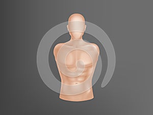 Vector 3d realistic human body, man torso