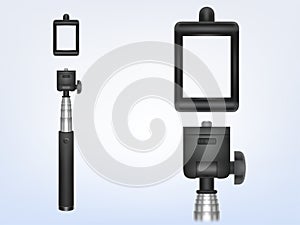 Vector 3d realistic monopod, selfiestick for camera