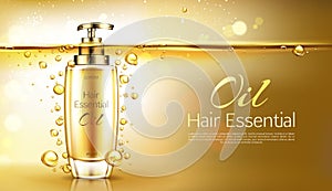 Vector 3d realistic oil essence ad poster