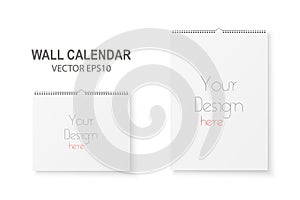 Vector 3d Realistic Paper Wall Spiral Calendar Set. A4, A5. Design Template of White Wall Calendar Page for Mockup