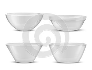 Vector 3d realistic porcelain tableware, glass dishes