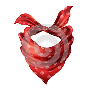 Vector 3d realistic red neck scarf, neckerchief