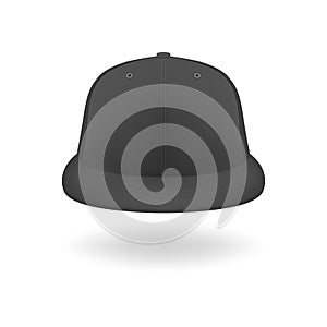 Vector 3d Realistic Render Black Blank Baseball Snapback Cap Icon Closeup Isolated on White Background. Design Template