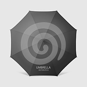 Vector 3d Realistic Render Black Blank Umbrella Icon Closeup Isolated on White Background. Design Template of Opened