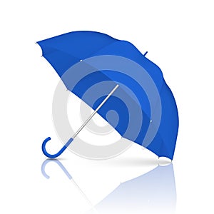 Vector 3d Realistic Render Blue Blank Umbrella Icon Closeup Isolated on White Background. Design Template of Opened