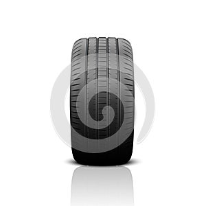 Vector 3d Realistic Render Car Wheel Icon Closeup Isolated on White Background. Design Template of New Tires with Alloy