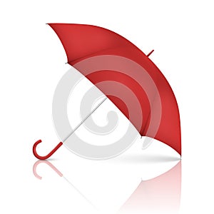 Vector 3d Realistic Render Red Blank Umbrella Icon Closeup Isolated on White Background. Design Template of Opened