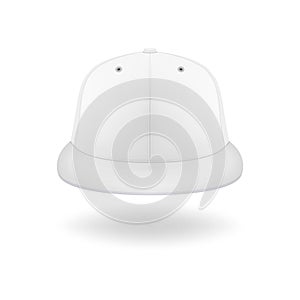 Vector 3d Realistic Render White Blank Baseball Snapback Cap Icon Closeup Isolated on White Background. Design Template