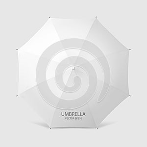 Vector 3d Realistic Render White Blank Umbrella Icon Closeup Isolated on White Background. Design Template of Opened