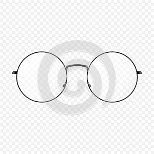 Vector 3d Realistic Round Frame Glasses Frame Isolated. Colorless Transparent Sunglasses for Women and Men, Accessory