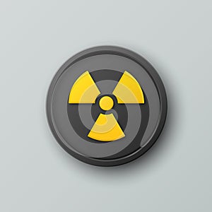 Vector 3d Realistic Round Yellow and Black Warning, Danger Nuclear Symbol Isolated. Radioactive Warning Sign, Pin Badge