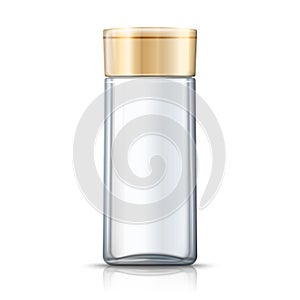 Vector 3d realistic shampoo bottle with golden cap