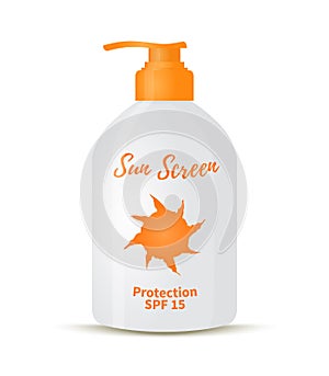 Vector 3d realistic sunscreen cream in bottle