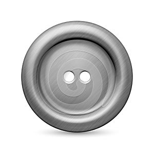 Vector 3d Realistic Textured Gray Silver Color Metal Button for Clothes Icon Closeup Isolated. Fashion, Art, Needlework