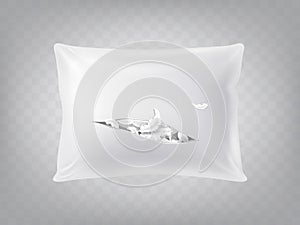 Vector 3d realistic torn pillow. Template, mockup