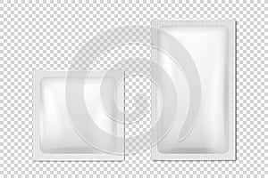 Vector 3d Realistic White Blank Packaging Icon Set Closeup Isolated. Coffee, Tea, Salt, Sugar, Spices, Wet Wipes Wrapper