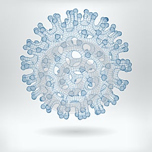 Vector 3D Spherical Carbon Fullerene Molecule Particle Symbol