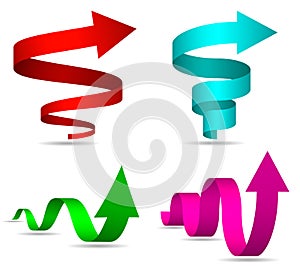 Vector 3D Spiral and Twisted Arrows Set