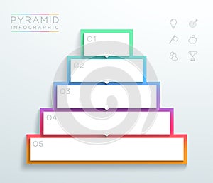 Vector 3d Text Boxes 1 to 5 Stacked Pyramid Infographic B