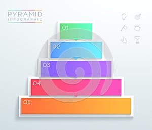Vector 3d Text Boxes 1 to 5 Stacked Pyramid Infographic C