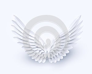 Vector 3d white realistic layered paper cut angel wings