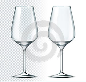 Vector 3d wine, cocktail glass for alcohol drinks