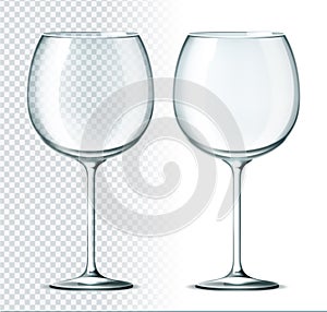 Vector 3d wine, cocktail glass for alcohol drinks