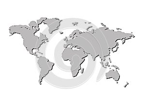 Vector 3D World Map,Monochrome, Background Template.