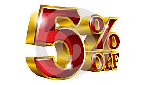 Vector 5% off - Five percent off discount gold and red sign