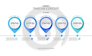 Vector 5 steps timeline infographic template