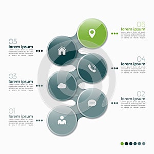 Vector 6 option infographic design with ellipses