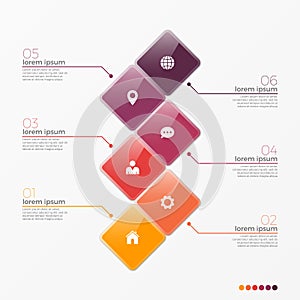 Vector 6 option infographic template with squares