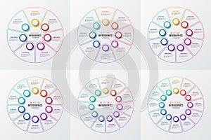 Vector 7-12 parts infographic circle charts