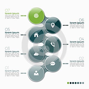 Vector 7 option infographic design with ellipses