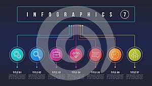 Vector 7 options infographic design, structure chart,