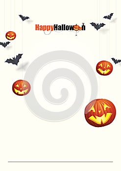 Vector A4 Happy Halloween frame poster template