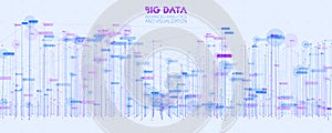 Vector abstract 3D big data visualization. Futuristic infographics aesthetic design. Visual information complexity