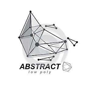 Vector abstract 3d geometric shape, polygonal figure. Technology