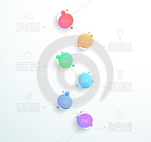 Vector Abstract 3d Number 1 to 6 Step Infographic Page Layout