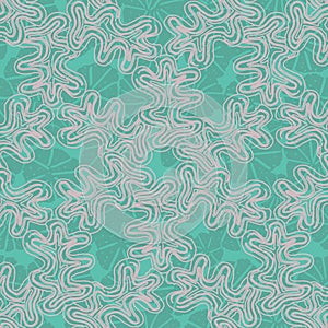 Vector abstract aquatic seamless repeat texture pattern background with jellyfish and seaweed. Perfect for fabric, apparel, bathro