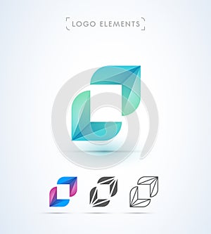Vector abstract arrows and letter O logo template. Application i