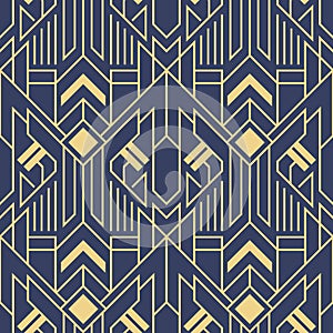 Vector Abstract art deco modern geometric tiles blue color pattern
