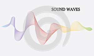 Vector abstract background with a colored dynamic music sound waves.