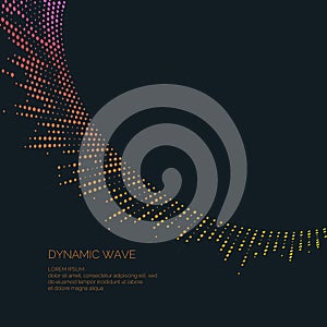 Vector abstract background with a colored dynamic waves, line and particles.