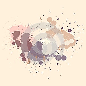 Vector abstract background. Colorful ink spots, acrylic paint splatter, grunge abstract painting background.