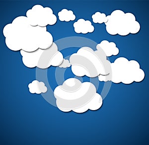 Vector abstract background composed of white paper clouds over blue. Eps10.