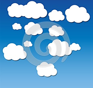 Vector abstract background composed of white paper clouds over blue. Eps10.