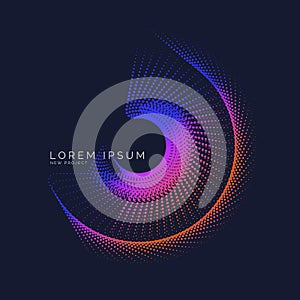 Vector abstract background with dynamic waves, line and particles.
