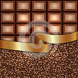 Vector abstract background made from coffee beans and chocolate