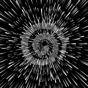 Vector abstract background with Open Space Star Warp or Hyperspace Travel. Big bang illustration.